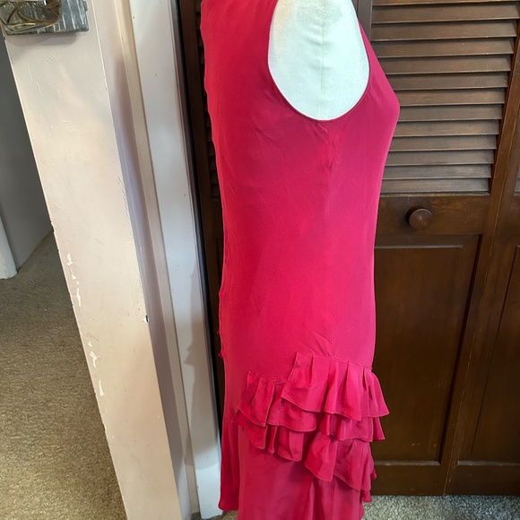 Aeffe Moschino Cheap and Chic 100% Silk Spanish Rose Ruffle Dress - Picture 2 of 12